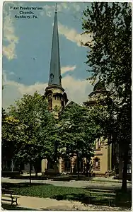 First Presbyterian Church on an old postcard