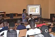 Teacher teaching the students