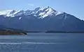 Tenmile Peak (center) and Peak One (right of center) centered beyond Dillon Reservoir