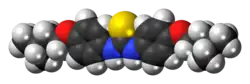 Space-filling model of the thiocarlide molecule