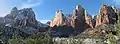 Court of the Patriarchs in winter. Sentinel, Abraham Peak, Isaac, Moroni