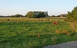 This farm sits in the plain left by an ice-walled lake at the junction of M and E.