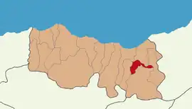 Map showing Dernekpazarı District in Trabzon Province