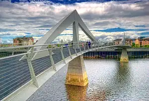 South-facing view of the Tradeston bridge