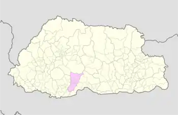 Map of Tsirang District in Bhutan