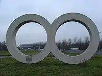 Two circles at the A12 highway near Gouda