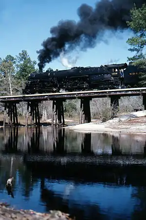 Preserved Norfolk & Western 1218 on an excursion run in 1987