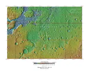 Topographical map of Margaritifer Sinus quadrangle