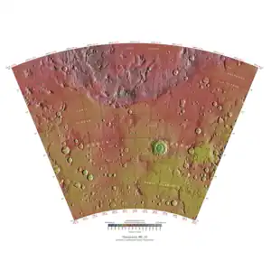 Topographical map of Thaumasia quadrangle