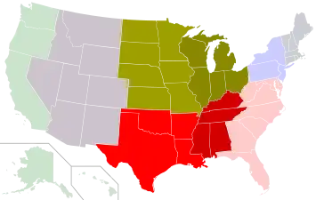 Census Bureau Divisions with "Central" in their name include the West North Central and East North Central in the Midwest. Along with the West South Central and East South Central in the South.