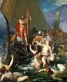 Painting of Ulysses tempted by sirens