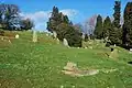 View of the cemetery from the lower road