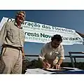 Amazonas Secretary of State for Environment and Sustainable Development Virgilio Viana signs the Forests Now Declaration