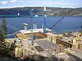 Roadway towers under construction on top of pontoon #2 in June 2006