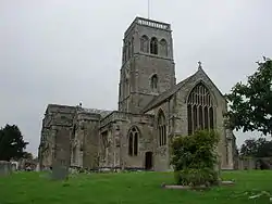 Stone building with square tower