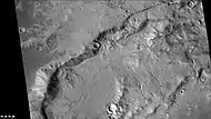 Small channels in Focus Crater, as seen by CTX camera (on Mars Reconnaissance Orbiter). Note this is an enlargement of the previous CTX image of Focas Crater.