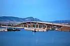 Bridge from West Kelowna, with parts of the original bridge in the foreground