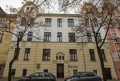 Tenement at 8 Zamoyskiego street (1908–1909). Building which belonged from 1920 to 1926 to Pola Negri, famous Polish movie star (1910s to 1930s).