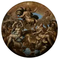  circular painting with multiple figures